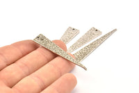 Hammered Triangle Charm, 3 Antique Silver Plated Brass Hammered Long Triangle Charms, Pendant, Earring Findings (11x50x1.2mm) N0276 H0905