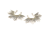 Silver Sun Pendant, 2 Antique Silver Plated Brass Textured Sunshine Charms With 2 Loops (32x22mm) N0819 H0942