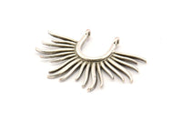 Silver Sun Pendant, 2 Antique Silver Plated Brass Textured Sunshine Charms With 2 Loops (32x22mm) N0819 H0942