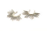 Silver Sun Pendant, 2 Antique Silver Plated Brass Textured Sunshine Charms With 2 Loops (32x22mm) N0819 H0942