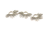 Silver Sun Charm, 4 Antique Silver Plated Brass Sun Charms, Pendants, Earrings, Findings  (33x20mm) N0782
