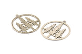 Silver Tree Pendant, 2 Antique Silver Plated Brass Tree Pendants With 1 Loop, Charms, Findings (37mm) R093 H0938