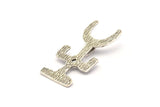 Silver Gobeklitepe Pendant, 2 Antique Silver Plated Brass Gobeklitepe Archaeological Stone Pendants With 1 Loop (40x19x1.2mm) N0792 H0965