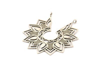 Silver Ethnic Pendant, 2  Antique Silver Plated Brass Ethnic Motif Pendants With 2 Loops, Findings, Earrings, Charms (43x46mm) N0875 H0971