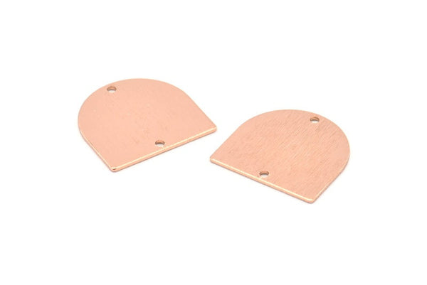 D Shaped Charm, 4 Rose Gold Plated Brass Textured D Shaped Connectors With 2 Holes, Earrings, Findings (16x17x0.60mm) D919