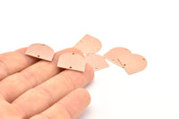 D Shaped Charm, 4 Rose Gold Plated Brass Textured D Shaped Connectors With 2 Holes, Earrings, Findings (16x17x0.60mm) D919
