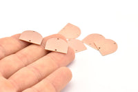 D Shaped Charm, 4 Rose Gold Plated Brass Textured D Shaped Connectors With 2 Holes, Earrings, Findings (16x17x0.60mm) D919