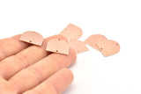 D Shaped Charm, 4 Rose Gold Plated Brass Textured D Shaped Connectors With 2 Holes, Earrings, Findings (16x17x0.60mm) D919