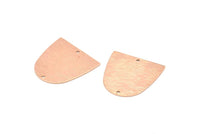 D Shaped Charm, 4 Rose Gold Plated Brass Textured D Shaped Connectors With 2 Holes, Earrings, Findings (20x20x0.50mm) D0809
