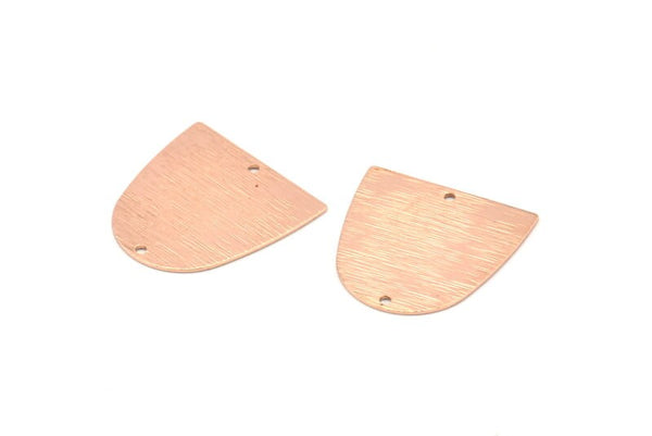 D Shaped Charm, 4 Rose Gold Plated Brass Textured D Shaped Connectors With 2 Holes, Earrings, Findings (20x20x0.50mm) D0809