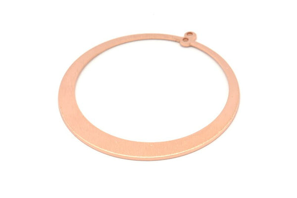 Rose Gold Circle Charm, 2 Rose Gold Plated Brass Textured Circle Charm With 2 Loops, Earrings, Findings (48x45x1mm) D0808