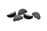 Black Ribbon Crimp, 10 Oxidized Black Brass Textured Ribbon Crimp Ends With 1 Loop, Findings (20x12mm) D0779 S975