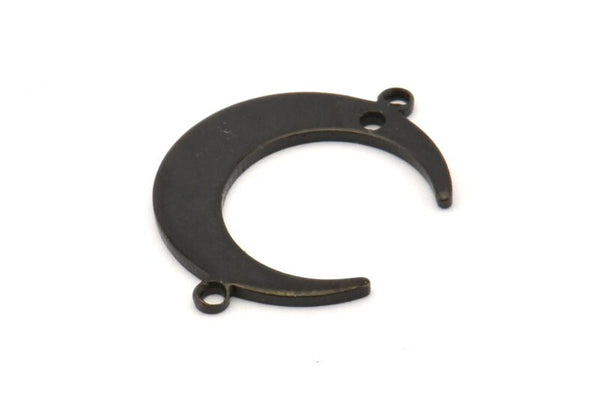 Black Moon Charms, 12 Oxidized Black Brass Crescent Moon Charms With 1 Hole And 2 Loops, Earrings, Findings (22x16.5x4.5x1mm) BS 2090 S973