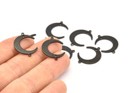 Black Moon Charms, 12 Oxidized Black Brass Crescent Moon Charms With 1 Hole And 2 Loops, Earrings, Findings (22x16.5x4.5x1mm) BS 2090 S973