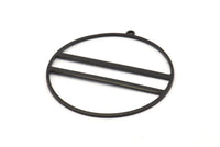 Black Circle Charm, 4 Oxidized Black Brass Circle Charm Earrings With 1 Loop, Pendants, Findings (45x43x1mm) D0724 S657