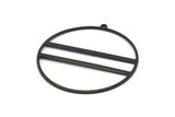 Black Circle Charm, 4 Oxidized Black Brass Circle Charm Earrings With 1 Loop, Pendants, Findings (45x43x1mm) D0724 S657