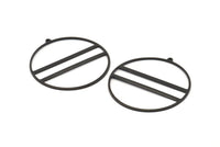 Black Circle Charm, 4 Oxidized Black Brass Circle Charm Earrings With 1 Loop, Pendants, Findings (45x43x1mm) D0724 S657