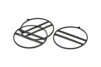 Black Circle Charm, 4 Oxidized Black Brass Circle Charm Earrings With 1 Loop, Pendants, Findings (45x43x1mm) D0724 S657