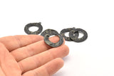 Black Circle Charm, 6 Oxidized Black Brass Circle Charm Earrings With 1 Loop, Pendants, Findings (26x23x0.80mm) D0710 S1037