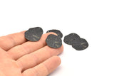 Black Disc Charms, 10 Hammered Oxidized Black Brass Disc Charms With 1 Hole, Earrings, Pendants, Findings (21x20x0.60mm) D0677 S1032