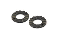 Black Ring Charm, 8 Oxidized Black Brass Wavy Round Connectors With 2 Holes, Findings (18x1mm) D892 S1031