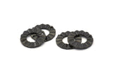 Black Ring Charm, 8 Oxidized Black Brass Wavy Round Connectors With 2 Holes, Findings (18x1mm) D892 S1031