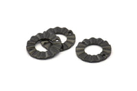 Black Ring Charm, 8 Oxidized Black Brass Wavy Round Connectors With 2 Holes, Findings (18x1mm) D892 S1031