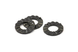 Black Ring Charm, 8 Oxidized Black Brass Wavy Round Connectors With 2 Holes, Findings (18x1mm) D892 S1031