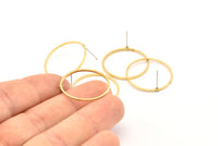 Brass Circle Earring, 8 Raw Brass Circle Stud Earrings (24x1x1mm) Bs 1092 A1164
