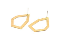 Brass Geometric Earring, 8 Raw Brass Pentagonal Stud Earrings (29x20x1mm) D0599 A1728