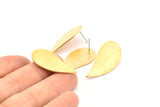 Brass Drop Earring, 6 Raw Brass Drop Stud Earrings (33x16x1mm) D0781 A1166