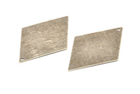 Silver Diamond Charm, 6 Antique Silver Plated Brass Textured Diamond Stamping Blanks With 1 Hole, Earrings (44x29x0,40mm) D912 H0797