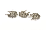 Gümüş Etnik Charm, Antik Gümüş Kaplama Pirinç Etnik Charmlar, 2 Halka, Küpeler, Bulgular, Kolye Uçları (31x28 mm) N0836 H0794