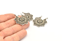 Gümüş Etnik Charm, Antik Gümüş Kaplama Pirinç Etnik Charmlar, 2 Halka, Küpeler, Bulgular, Kolye Uçları (31x28 mm) N0836 H0794