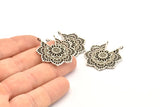 Gümüş Etnik Charm, Antik Gümüş Kaplama Pirinç Etnik Charmlar, 2 Halka, Küpeler, Bulgular, Kolye Uçları (31x28 mm) N0836 H0794