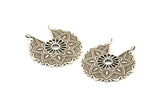 Silver Ethnic Charm, 2 Antique Silver Brass Ethnic Charms With 2 Loops, Earrings, Findings, Pendants (33x30mm) N0834 H0793