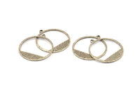 Gümüş Yuvarlak Charm, 1 Döngülü 12 Antik Gümüş Kaplama Pirinç Dokulu Yuvarlak Charm, Küpeler, Bulgular (22x21x0,70mm) D0772 H0807