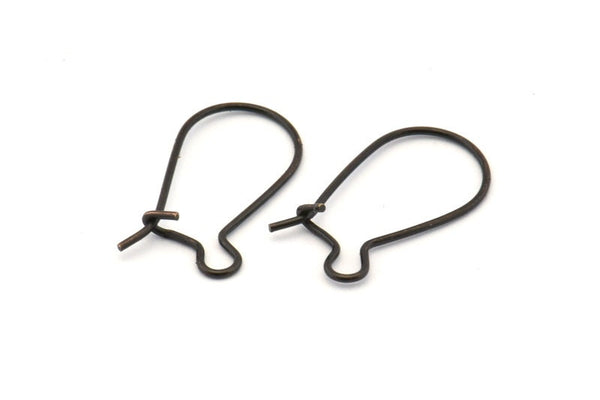 Black Ear Hooks, 50 Oxidized Black Brass Earring Wires, Earring Hooks (20x10x0.8mm) BS 2136 S385