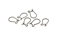 Black Ear Hooks, 50 Oxidized Black Brass Earring Wires, Earring Hooks (20x10x0.8mm) BS 2136 S385