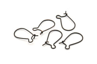 Black Ear Hooks, 50 Oxidized Black Brass Earring Wires, Earring Hooks (20x10x0.8mm) BS 2136 S385