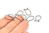 Black Ear Hooks, 50 Oxidized Black Brass Earring Wires, Earring Hooks (20x10x0.8mm) BS 2136 S385