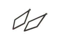 Black Diamond Charm, 12 Oxidized Black Brass Rhombus Charms With 1 Loop, Earrings, Findings (42x14x0,60mm) D0773 S982