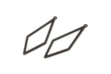 Black Diamond Charm, 12 Oxidized Black Brass Rhombus Charms With 1 Loop, Earrings, Findings (42x14x0,60mm) D0773 S982