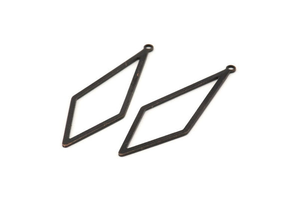 Black Diamond Charm, 12 Oxidized Black Brass Rhombus Charms With 1 Loop, Earrings, Findings (42x14x0,60mm) D0773 S982