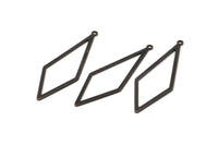 Black Diamond Charm, 12 Oxidized Black Brass Rhombus Charms With 1 Loop, Earrings, Findings (42x14x0,60mm) D0773 S982