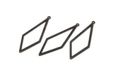 Black Diamond Charm, 12 Oxidized Black Brass Rhombus Charms With 1 Loop, Earrings, Findings (42x14x0,60mm) D0773 S982