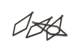 Black Diamond Charm, 12 Oxidized Black Brass Rhombus Charms With 1 Loop, Earrings, Findings (42x14x0,60mm) D0773 S982