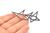 Black Diamond Charm, 12 Oxidized Black Brass Rhombus Charms With 1 Loop, Earrings, Findings (42x14x0,60mm) D0773 S982