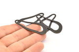Black Irregular Charm, 4 Oxidized Black Brass Irregular Charms Without Hole, Findings (51x21x1mm) D0679 S980