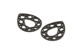 Black Drop Charm, 12 Oxidized Black Brass Drop Shaped Charms With 1 Hole, Pendants, Earrings, Findings (24x19x0.80mm) D851 S984